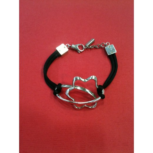 Bracelet Montblanc en argent sur cordon noir