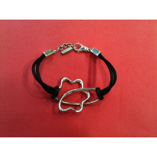 Bracelet Montblanc en argent sur cordon noir