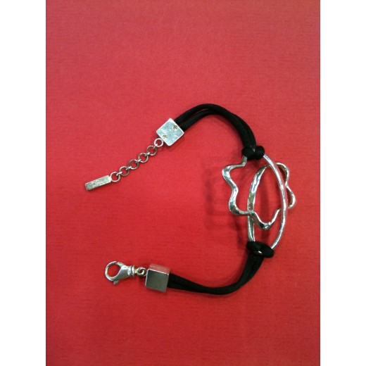 Bracelet Montblanc en argent sur cordon noir