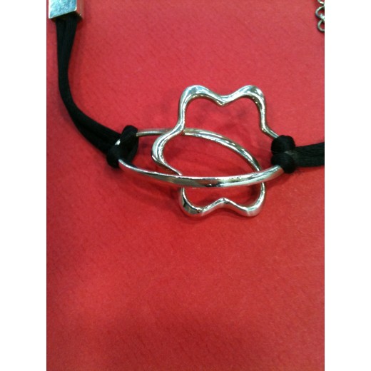 Bracelet Montblanc en argent sur cordon noir