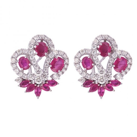 Boucles d'oreilles Rubis et diamants