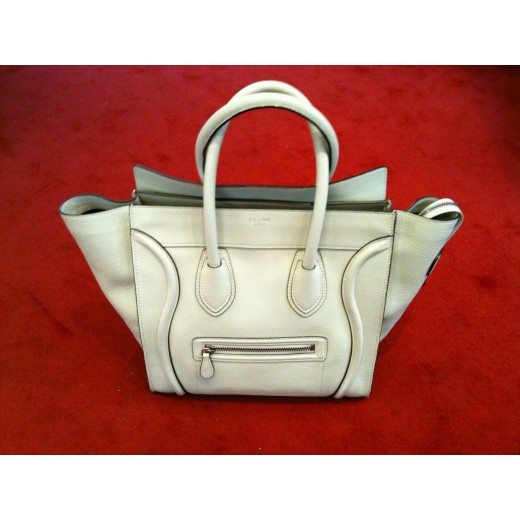 Sac Céline Luggage en cuir grainé blanc cassé