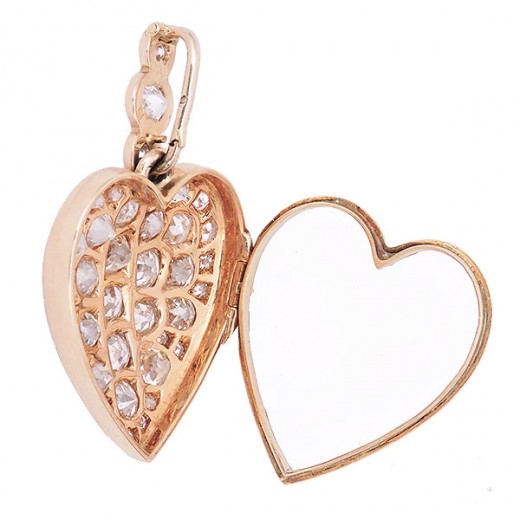 Pendentif Ancien Porte-Photo - Cadre Photo Vintage - Bijou De Porte-bonheur D'Occasion