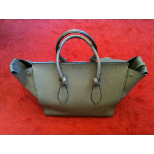 Sac Céline Hand Tie Bag medium en cuir grainé taupe