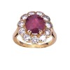 Bague marguerite  Rubis entourage Diamants