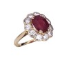 Bague marguerite  Rubis entourage Diamants