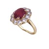 Bague marguerite  Rubis entourage Diamants