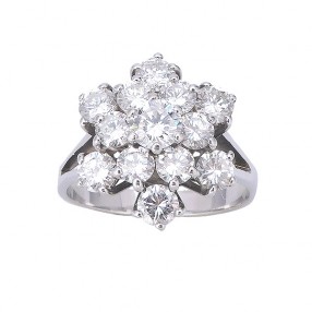 bague fleur en or blanc 18 K et diamants