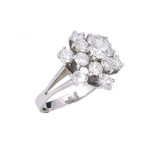 bague fleur en or blanc 18 K et diamants