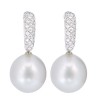 Boucles d'oreilles pendantes en or, perles de culture et diamants