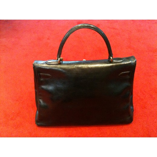 Sac Hermès Kelly 35 en cuir noir