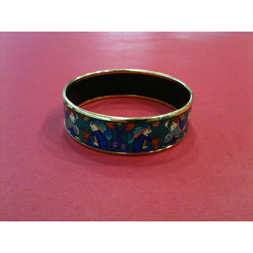Bracelet Hermès en émail et plaqué or
