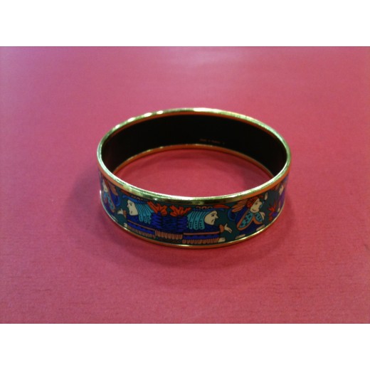 Bracelet Hermès en émail et plaqué or