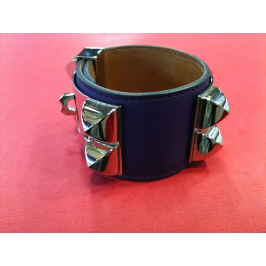Bracelet Hermès Collier de chien en cuir violet