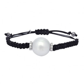 Bracelet avec perle et diamant, sur cordon