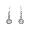 Boucles d'oreilles " dormeuses" en or blanc et pierre du rhin