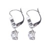 Boucles d'oreilles " dormeuses" en or blanc et pierre du rhin