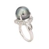 Bague en or blanc avec perle grise