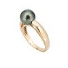Bague en or jaune avec perle grise 