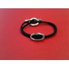 Bracelet Hermès Skipper en argent sur cordon noir