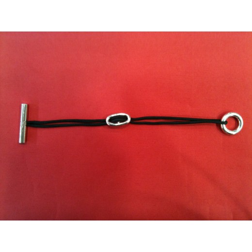 Bracelet Hermès Skipper en argent sur cordon noir
