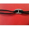 Bracelet Hermès Skipper en argent sur cordon noir
