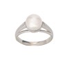 Bague or blanc et perle blanche