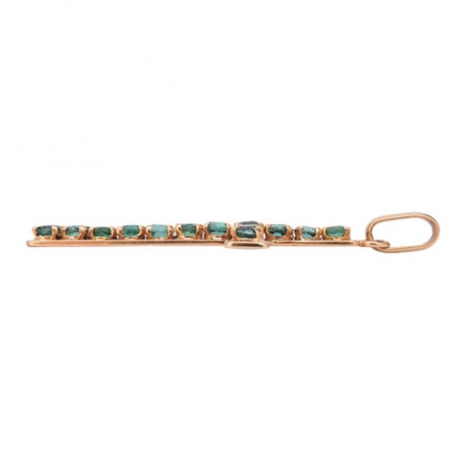 Pendentif croix en or et émeraudes
