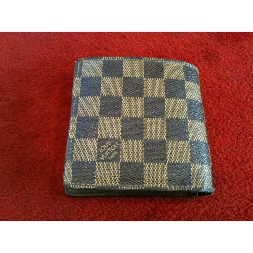 Portefeuille Louis Vuitton Marco en toile damier ébène