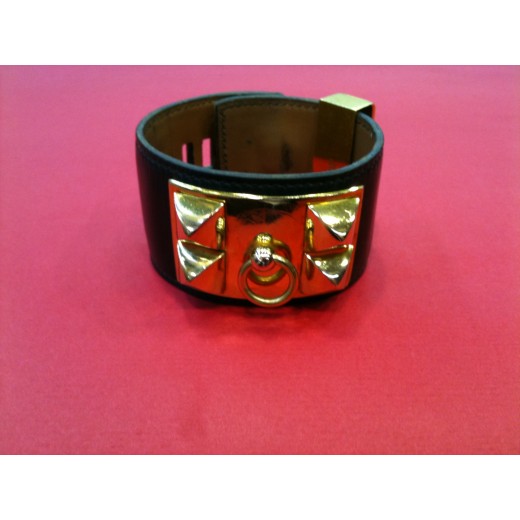 Bracelet Hermès Collier de chien en cuir noir