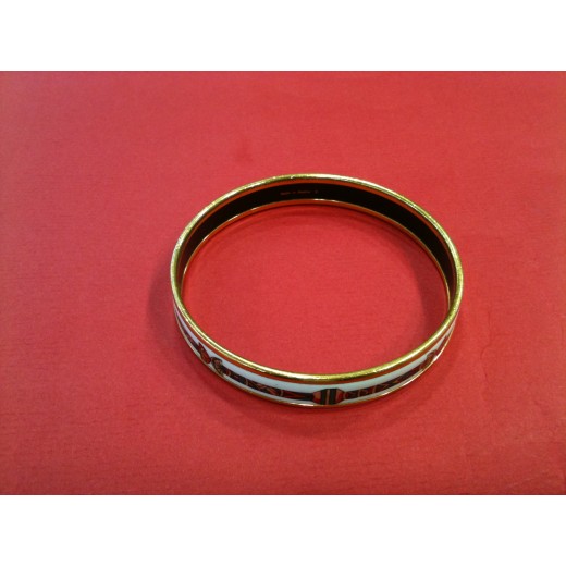 Bracelet Hermès fin en émail et plaqué or