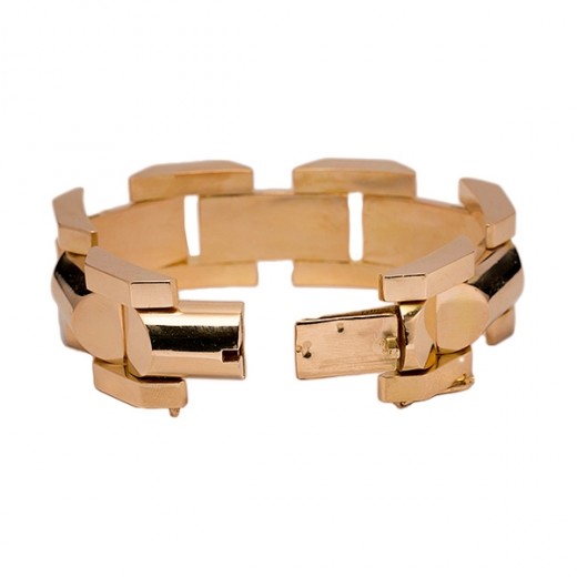 Bracelet Tank Vintage – Plaqué Or Et Pierre Noire, Charme Ancien