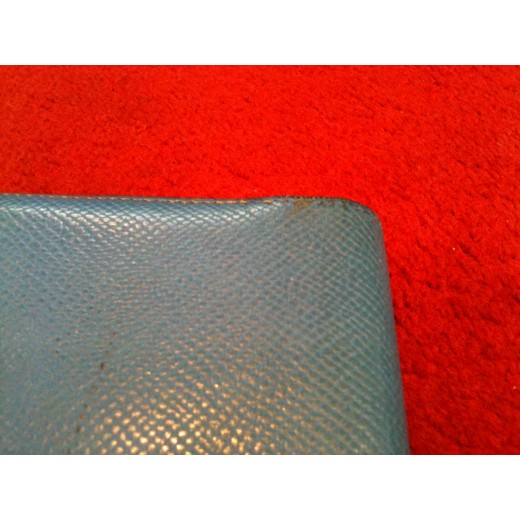 Portefeuille compact Hermès en veau epsom bleu
