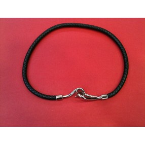 Collier Hermès Jumbo en cuir tressé noir