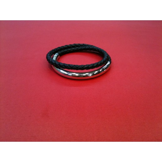 Bracelet CHRISTOFLE Duo Complice - Cuir Noir Et Argent 925 - Avec Boîte D'origine - Occasion