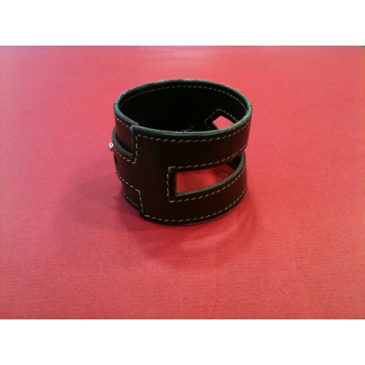 Bracelet extra large Hermès en cuir gold