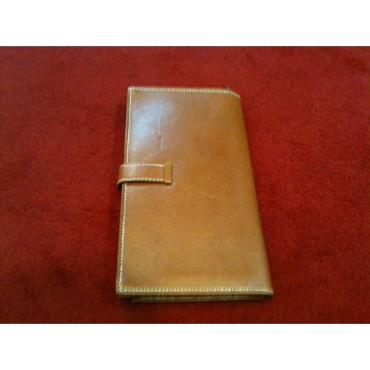 Portefeuille Hermès Béarn en cuir gold