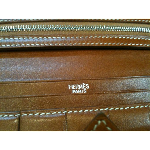 Portefeuille Hermès Béarn en cuir gold