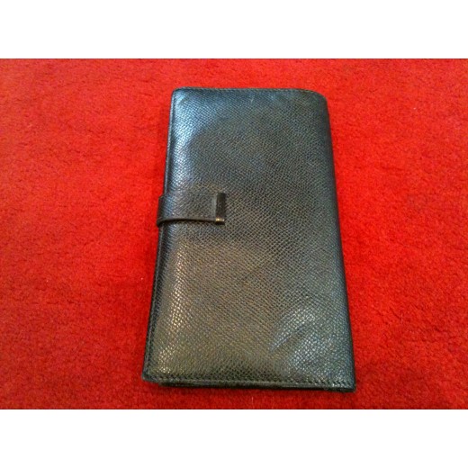Portefeuille Hermès Béarn en cuir noir