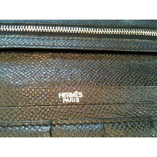 Portefeuille Hermès Béarn en cuir noir