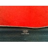 Portefeuille Hermès Silk'In en cuir bleu