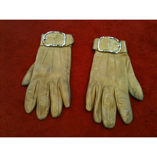 Gants Hermès en cuir camel