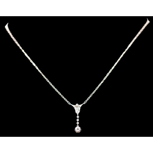 Collier centre 1930 en Or Blanc