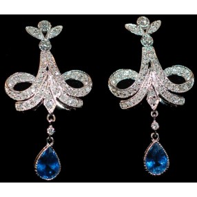 Boucles d'oreilles saphirs et diamants