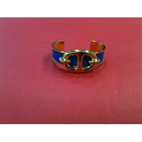 Bracelet Hermès Vintage en cuir et plaqué or 