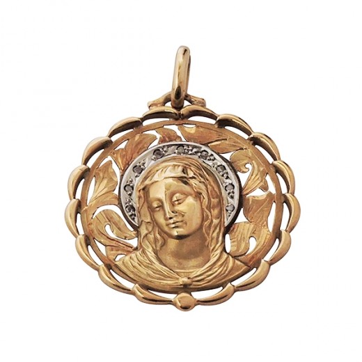 Médaille ancienne Vierge entourée de Diamants