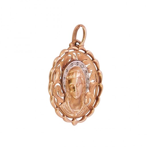 Médaille ancienne Vierge entourée de Diamants