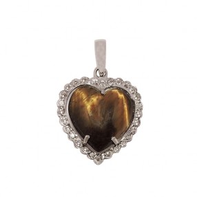 Pendentif Coeur avec Pierre Marron