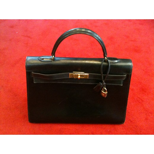 Sac Hermès Kelly 35 Vintage en cuir noir