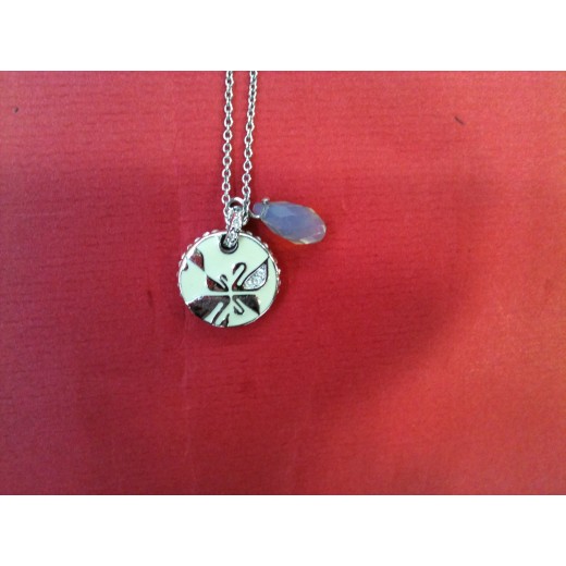 Collier Swarovski en métal rhodié et laque